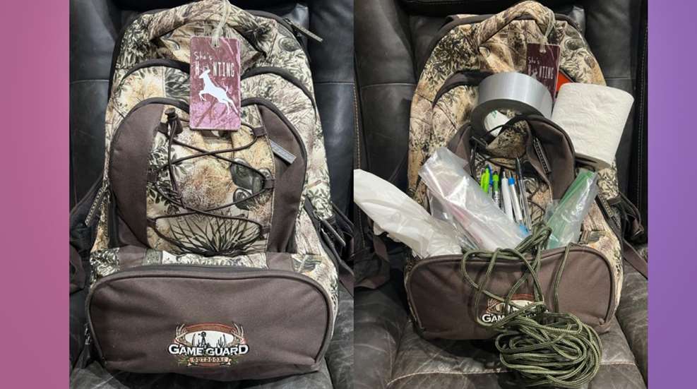 A backpack with some items inside of it