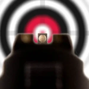 A close up of the sight of a gun