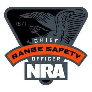 A badge that says chief range safety officer nra.