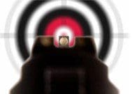 A close up of the sight of a gun