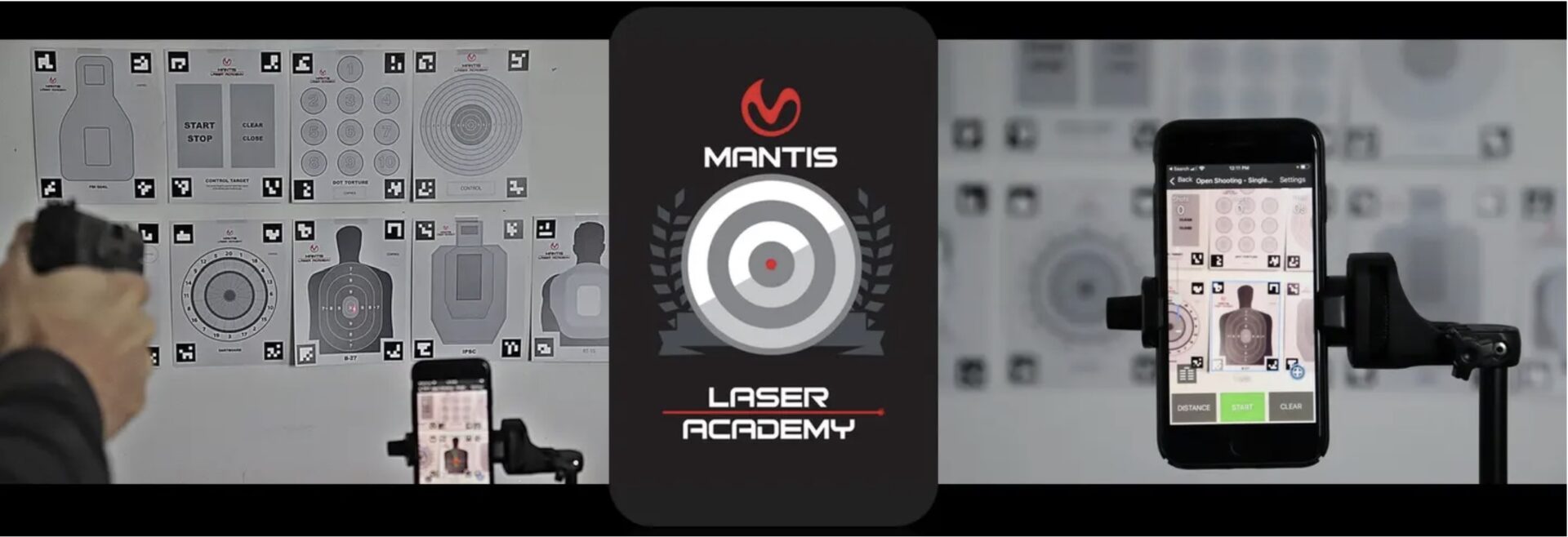 A black and white photo of the front cover of mantis laser academy.