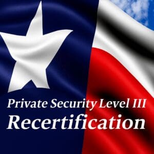 Private security officer recertification training session.