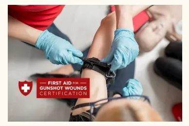 Online first aid course for gunshot wounds.