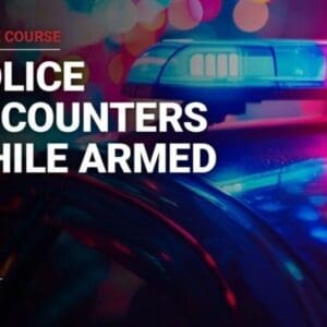 Police car with flashing lights, online course.